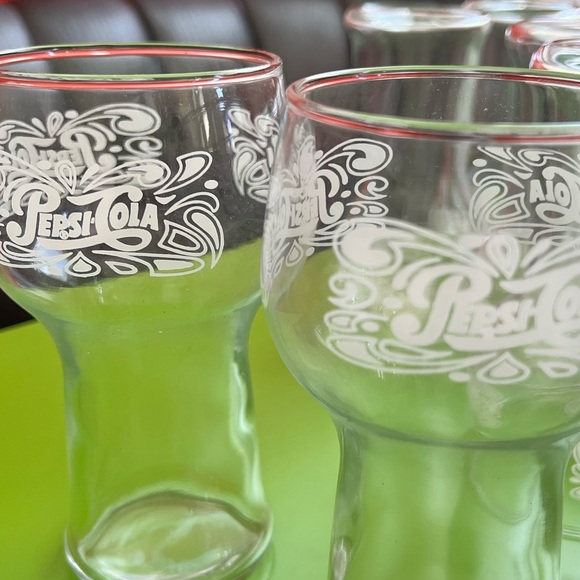2 Pepsi cola glasses soda fountain 70s parlor logo modernist retro - Picture 2 of 4